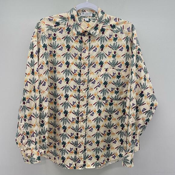 Vintage Columbia Gardening Homestead Acorn Wheat Yellow Green Button Down Shirt‎ - Picture 1 of 6